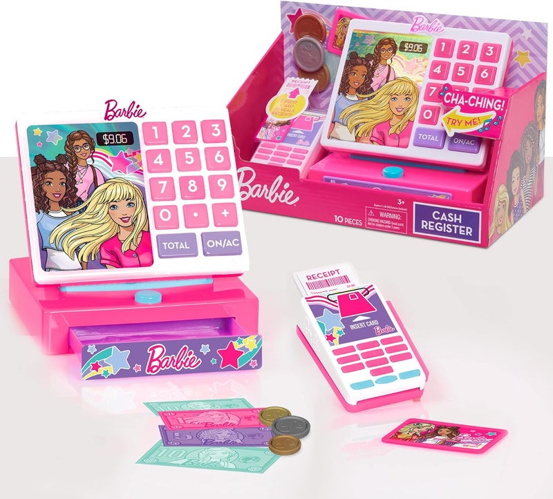 Barbie Just Play Barbie Cash Register, Multi-Coloured Pretend Play Set with Lights, Sounds, Play Money, and Card Reader, Includes 9 Accessories, Toy for Kids Ages 3 and Up - Image 1